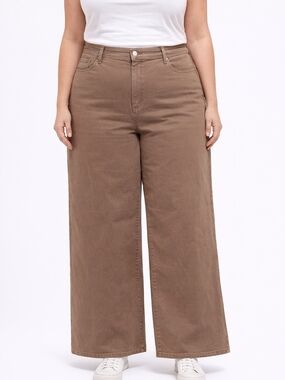 Universal Thread Wide Leg High Rise Pants Size 14 Brown Cocoa 99% Cotton Denim